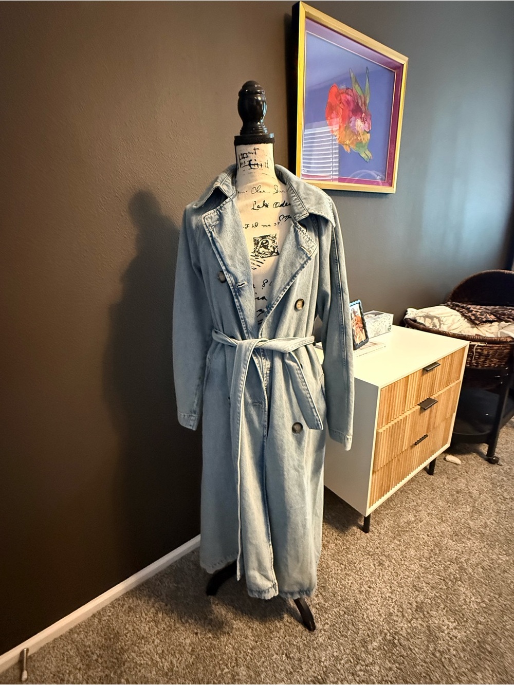 EUC Pilcro Denim Trench Coat with Belt - Picture 2 of 5
